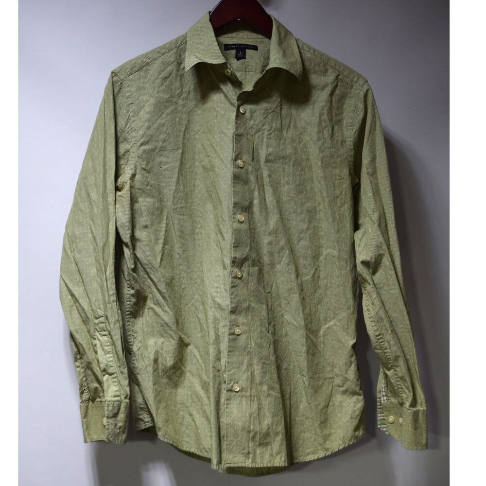 Banana Republic Green Textured Stripe Button Up Shirt Size Small